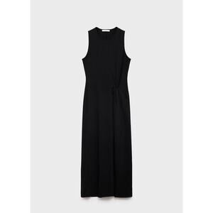 MANGO - Gathered cotton midi-dress black - 8 - Woman